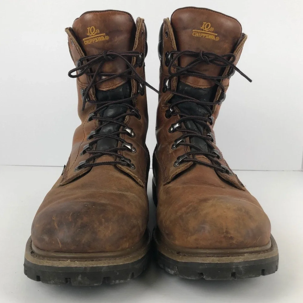 CHIPPEWA IQ Waterproof Insulated Leather Work‎ Boots Brown Men's 11 XW 55059